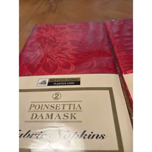 New Better Home POINSETTIA DAMASK Red fabric napkins 2 Packs Of 2 Total 4 size 1 - Picture 2 of 7